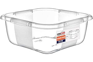 BEST HOUSE ANOTHER FINE PRODUCT Best House Washing up Bowls Basin Transparent Square Clear Washing up Kitchen Sink Bowl Basin - 6 Litres for Kitchen, Bathroom, and Household Use (Pack of 1)