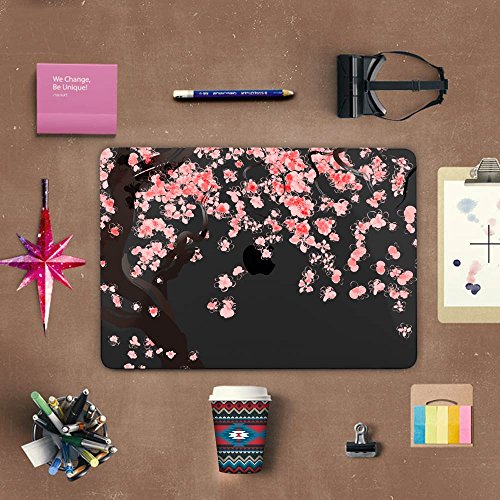 TwoL Kirschblüten Plastik Hartschale Hülle für MacBook Pro 15 2016 2017 (A1707),Schwarz - 5