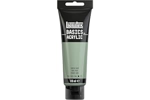 Liquitex 8870079 Basics - Pittura acrilica, Pigmenti per artisti monopigmentati, Resistente alla luce, durevole nel tempo, Finitura satinata, Tubo da 118 ml - Grigio Verde