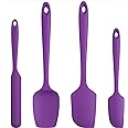 U-Taste Silicone Spatula Set of 4: 315 ℃ Heat-Resistant Flexible Food Grade Bowl Scraper, Seamless Rubber Kitchen Cooking Mixing Baking Scraping for Nonstick Cookware(Purple)