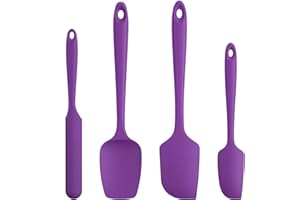 Espatulas Silicona Cocina Reposteria Lengua: U-Taste 315℃ Resistente al Calor Utensilios de Espátula para Cocinar y Hornear, Juego de 4 Paletas Cocina Antiadherentes Flexibles sin BPA, Púrpura