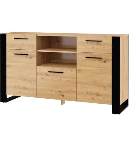 BIM Furniture TV Lowboard Nuka – 200 x 43 x 48 cm, staand woonkamermeubel, greeploze fronten, opbergruimte, tv-meubel - wit