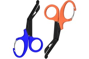 ZENGJUNWEI 2 Ciseau D'urgence de 19cm, Ciseaux Infirmière Ciseaux À Gaze Avec Boucle Pour Les Services de Secours Ou Les Tâches Quotidiennes (Orange et bleu)