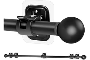 MEEQUE Gardinenstange halterung Ohne Bohren 77-225 cm, Vorhangstange ohne Bohren, Ausziehbar gardinenstangenhalter Schwarz, curtain rod Edelstahl, Schlafzimmer, Wohnzimmer, Küche, Badezimme, und Wohnmobil
