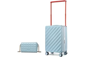 Sea choice Bagages Trolley Rigide Valise de Voyage avec Bouton De Rebond Large Chariot 8 Roues Silencieuses Serrure TSA Ensembles De Bagages pour Les Vacances (Bleu Bébé)