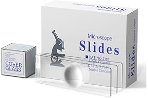 Vabiooth Single Depression Concave Microscope Slides Kit, 50 Pcs Pre-Cleaned Blank Microscope Slides and 100 Pcs 22x22mm Square Coverslips Cover Glass for Monocular Binocular Trinocular Microscopes