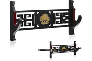 Z-fiber Sword Supporto da Parete Supporto per Spada Espositore Imbottito Katana Wakizashi Genji e Samurai Swords Dragon Pattern,1 Tier