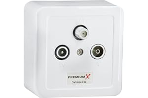 PremiumX PX3 Antennendose 3-Fach Enddose Antennen-Dose Einzel und Stichleitungsdose Aufputz Unterputz SAT-TV-Radio HD Multimediadose