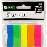 Smart Fresh Adhesive Page Markers - 12x45mm PET Film Strips, 5 Designs X 25 Strips, Office & Study Supplies