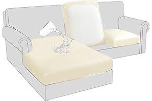 BXFUL Wasserdichte Leder Sofakissenbezüge Stretch Rückenlehnen Kissenbezug Couch Sitzbezug (Übergroßer 4-Sitzer, Beige)