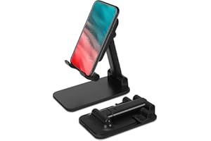 mylovetime Handyhalterung Tisch, Handy Ständer für Schreibtisch Handyhalter Verstellbar und Faltbar Schwarz