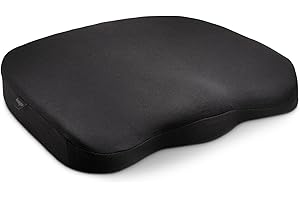Kensington, Ergonomiczna Poduszka na Krzesło Memory Foam, Czarna - Podpiera Dolną Część Pleców, Poprawia Postawę, Pomaga Przy Rwie Kulszowej, Antypoślizgowy Spód (K55805WW)