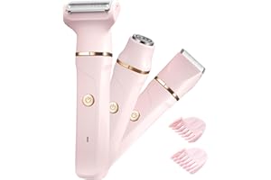 RAXMETRY Rasierer Damen,3-In-1 Intimrasierer für Frauen,Gesichtshaarentferner für Frauen,Damenrasierer Elektrisch für Beine, Arme, Achseln und Bikinizone,Wiederaufladbarer Ipx7 Wasserdicht Trimmer Damen, Rosa