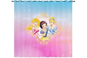 LKFFHAVD Cortinas opacas de princesas Disney, estampado 3D, ojales de Cenicienta, Rapunzel, juego de 2 unidades para dormitorio o habitación de los niños. (150 x 166 (ancho x alto), 11