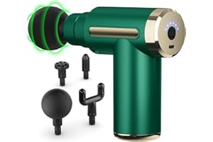 Cotsoco Mini Pistola de masaje, Pistola de masaje muscular, Masajeador de percusión muscular con 4 cabezales de masaje, Pistola masajeadora para piernas, espalda, hombros y cuello, gran regalo Verde
