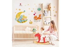 kina - Adesivo Murale Bambini Decorazione Parete Cameretta R00571 - Eco-Tessuto, Ecologico Anallergico, Riposizionabile, Effetto Carezza, Asilo Nido - Grafica Piccolo Principe e Misura 90x30 cm