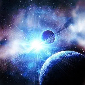 Pitaara Box Planets Against The Sun In Space Canvas Painting | MDF Wood Mounting Frame 14inch x 14inch (35.6cms x 35.6cms)