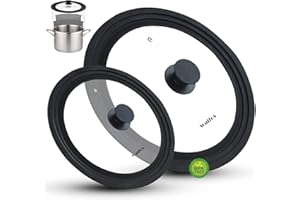 Walfos Coperchio universale per pentole – Vetro temperato con bordo in silicone resistente al calore, Adatto per pentole e padelle da 16/18/20 cm e 24/26/28 cm