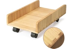 KIRIGEN Soporte de Madera para CPU de Ordenador, Desmontable con Rodillos, Estable y Duradero para Chasis ATX, PCs de Juego, Fácil de Montar, Soporte de Ordenador Color Natural
