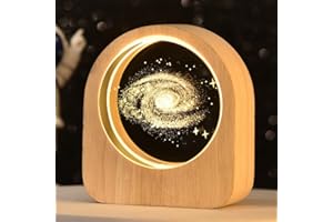 kiimiipa Lampka nocna 3D, USB, lampa księżycowa, planety, układ słoneczny, lampa nocna, astronomia, system solarny 3D, kryształowa kula LED, lampa drewniana, lampa księżycowa do dekoracji domu