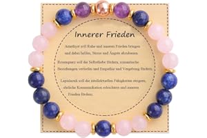UEUC Heilstein-Perlenarmband für Frauen, Armband mit natürlichen Edelsteinen, Gleichgewichtsschutz, spirituelles Kristallperlenarmband zur Angstlinderung mit Bedeutungskarte