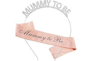HOWAF Baby Shower Sash Party Decoration Mummy To Be Sash and Tiara, Mummy To Be Rhinestone Crown Headband Mum To Be Gifts Party Accessories for Her, White And Rose Gold
