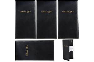 Luxylei Porte-Billets De Restaurant en Cuir, 4 Pièces, Porte-Carte De Contrôle des Invités avec Porte-Menu À Impression Dorée pour Café Bar
