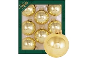 Krebs Glas Lauscha - Dekoracja bożonarodzeniowa/ozdoba choinkowa ze szkła - jednokolorowe bombki - ilość: 8 sztuk - kolor: złoto azteckie - rozmiar: ok. 7 cm