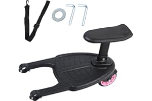 TRY-YEAN Buggy Board für Kinderwagen, Universal Kinderwagen Trittbrett Stehbrett mit 360° Zweirad, Tragfähigkeit 25KG, Abnehmbar Kinderwagensitz Kinderwagenzubehör für Kinder 2-6 Jahren (Rosa)