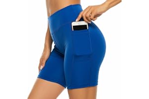 Boolavard Shorts för kvinnor med fickor – hög midja, magkontroll, träning, yoga, löpning, gym, korta byxor