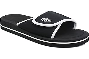 IMTY Mens Touch Fasten Sliders Lightweight EVA Foam Pool Slides Summer Beach Shower Bathroom House Slipper Flip Flops Sandals