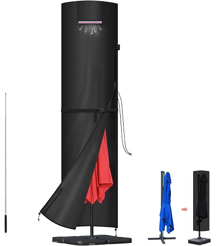 Housse De Protection Parasol Déporté 280x30x80/46cm - Tissu Oxford 420D Imperméable Noir