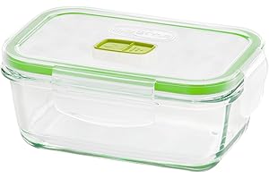 GIO'STYLE Contenitore per Alimenti in Vetro - 0,8L - Chiusura Ermetica - Rettangolare - Made in Italy - Adatto a Frigorifero, Freezer, Microonde - Linea 2 in 1 Vetro