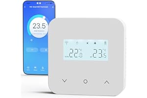 BEOK CONTROLS Beok Combi Boiler Thermostat 2 Wire, Wired Thermostat Battery Powered, Room Heating Thermostat Digital Temperature Controller Wall, Remotely Controlled via WiFi with Voice Control Support, White