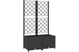 ‎VIDAXL vidaXL Pflanzkübel mit Rankgitter Blumenkübel Pflanzkasten Blumentopf Blumenkasten Rankhilfe Spalier Gartenspalier Schwarz 80x40x136cm PP