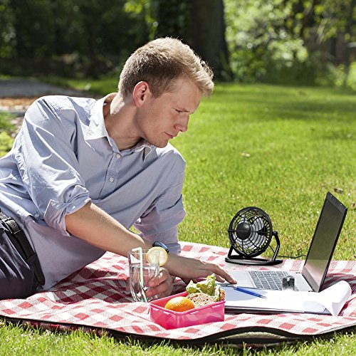 TROTEC TVE 1D Mini USB Ventilator / Fan / Lüfter Piano Black, geräuscharm mit An/Aus-Schalter, 360° Neigungswinkel, ideal für Schreibtisch Laptop Notebook, oder unterwegs (schwarz) - 6