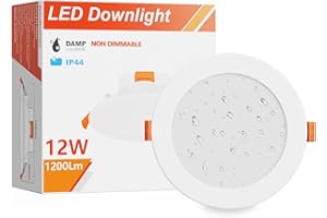 ENUOTEK Lampara Plafon Foco de LED Empotrable en Techo Downlight Panel LED 12W 4 Pulgadas IP44 Luz 3000K 4000K 6000K Diámetro de Agujero 110-135MM Lot de 1