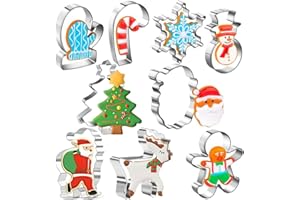 ZEIHOO Navidad Cortadores de Galletas, 9 Piezas Navidad Moldes Metalicos para Reposteria Bizcocho Pastel Cookie Fondant Tarta Horno Formas, Navidad Decoración de Fiesta -Acero Inoxidable