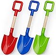 16" Kids Beach Spades Sand Shovels Toys, 40 CM Gardening Tools Kit For Kids, Sandbox Toys Scoop Durable Wood Long Handle Spade for Garden Sand Snow Backyard Summer Adults 3 Pack