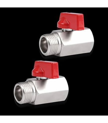 0XBIT Femmina Mini Valvola a Sfera, 2 Pezzi Valvola a Sfera Ottone 3/8 Pollici, Nichelato Valvola di Stop, per Tubi da Giardino e Rubinetti del Bagno