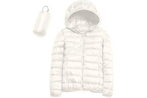 SkotO Chaqueta de plumón ligera para mujer, abrigo de entretiempo con puños, chaqueta acolchada corta, abrigo de invierno, chaqueta deportiva de plumón, chaqueta deportiva con capucha, chaqueta de