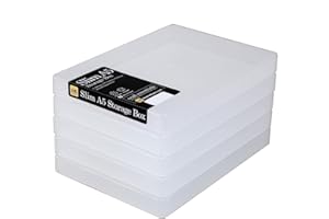 Cajas de almacenamiento delgadas A5 WestonBoxes: Almacenamiento elegante y versátil. Perfecto para materiales de proyectos y manualidades hasta artículos esenciales de oficina (Paquete de 5)