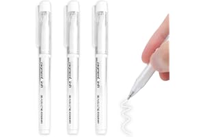 ARADOEA 3PCS White Highlighter Pens 1.0mm Art DIY Album Hand-Painted Hook Line Pens Nibs Dry Quickly Aesthetic Stationery Smooth White Rollerball Pens for Art Drawing Sketching Writing Coloring Books