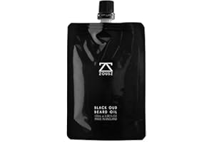 ZOUSZ Black Oud Beard Oil for Men (Growth Enhancer) | Beard Care Essential - Beard Moisturiser/Beard Softener, Non-Greasy After Shaving Oil, Paraben-Free, 100mL Refill Pouch Gift for Men