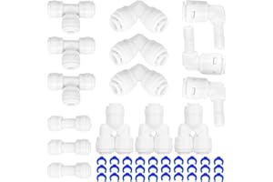 GALDOEP 15 Pezzi raccordo filtro acqua ad osmosi, 1/4 di Pollice portagomma Raccordo Filtro Acqua,per tubo del frigorifero, tubo dell'acqua (combinato tipo T + I + L+Y)