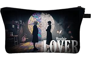 POLOGMASE Sac à cosmétiques Mercredi Addams, Maquillage Addams Movie Mercredi Fans Cadeau Addams Movie Merchandising pour Femmes et Filles, Mercredi Noir, Maquillage
