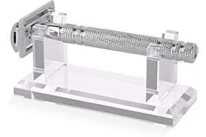 Linkidea Acrylic Men's Razor Stand Holder, Stable Storage Bracket Bathroom Countertop Organizer, Easy Clean, Compatible with Viking Blade Chief, MK-23C, Shaving Revolution (Clear)