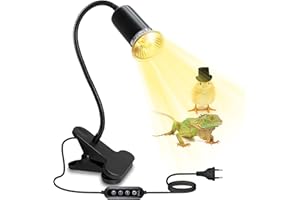 LQUNFYL Lampada Riscaldante Rettile Lampada Tartarughe Acqua con Timer Portalampada Ceramica con 240CM Cavo 360°Regolabile Lampade Riscaldanti Animali con 40CM Collo per Acquario Anfibi(Senza Lampadina)