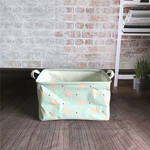 Inwagui Faltbaren Aufbewahrungskorb Wäschekorb Kinder aufbewahrung Spielzeug Warenkorb Kleidung Halter mit Deckel 39* 25* 22cm-Flamingo B