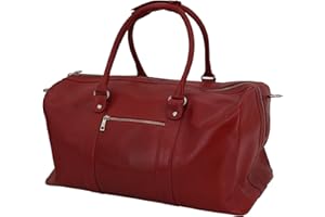 GERMANUS Handgemachte Reisetasche Lothar, Weekender aus dickem Leder für den Kurztrip, Reise oder Wochenenddreise (Rot)